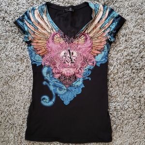 💥SALE💥Wings & Heart Colorfully Detailed Tee